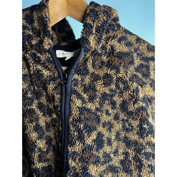 Lou & Grey for Loft leopard print hooded full zip bomber Jacket Size XS - Picture 4 of 6